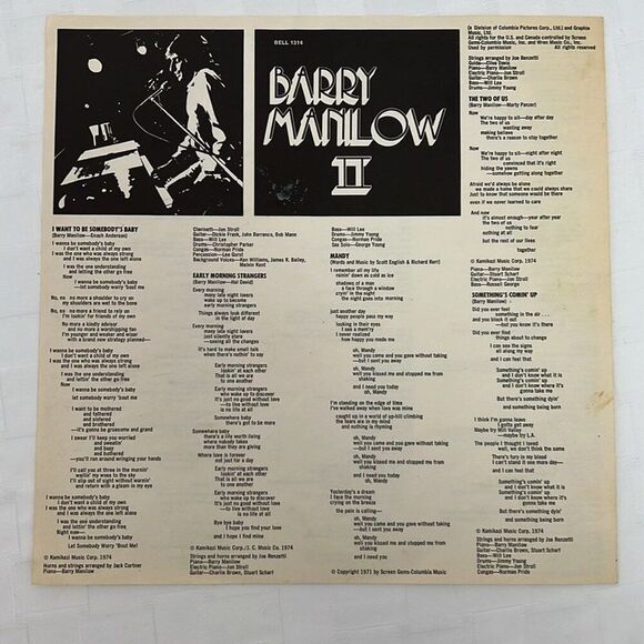 LP Vinyl Barry Manilow II with Lyric Sheet, Dust Cover, and Sleeve - Picture 3 of 9